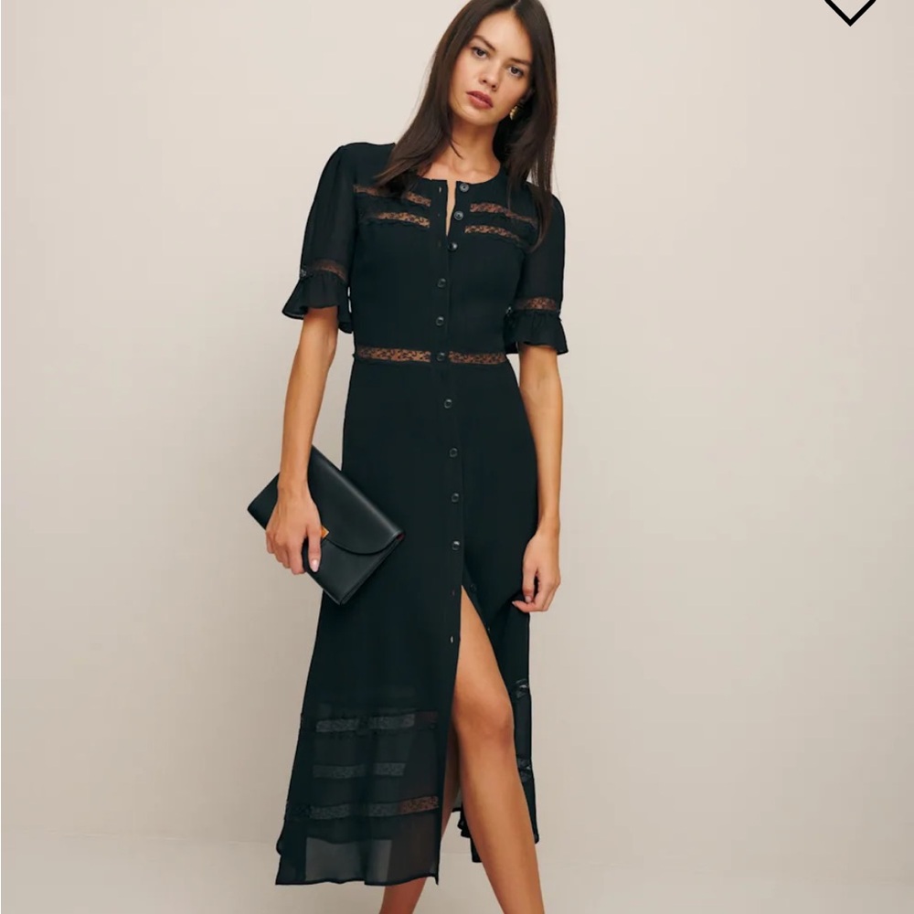 Elegant Black Lace Midi Dress